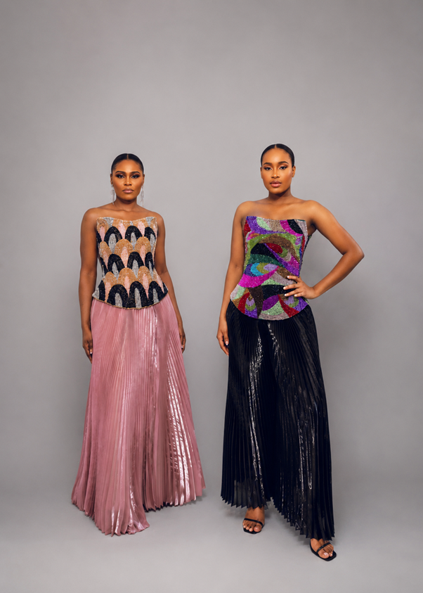 Painted Jewel Top and Pleated Pants